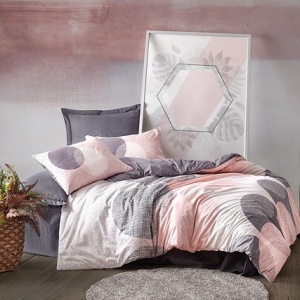 Set husa pilota + fata de perna, bumbac ranforce 100%, 135x200 cm + 80x80 cm, multicolor - Verificat A · Re-Bloom