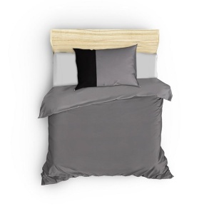 Set husa pilota + fata de perna, bumbac ranforce 100%, 135x200 cm + 80x80 cm, gri/negru - Verificat A · Re-Bloom - Img 2