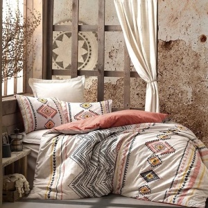 Set husa pilota + fata de perna, bumbac ranforce 100%, 155x220 cm + 80x80 cm, multicolor - Verificat A · Re-Bloom - Img 3