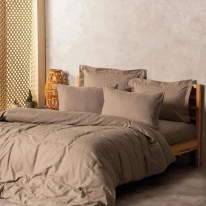 Set husa pilota + fata de perna, percala bumbac 100%, 135x200 cm + 80x80 cm, taupe - Verificat A · Re-Bloom