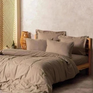 Set husa pilota + fata de perna, percala bumbac 100%, 135x200 cm + 80x80 cm, taupe - Verificat A · Re-Bloom