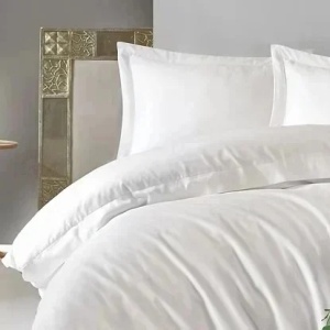 Set husa pilota + fata de perna, satin bumbac 100%, 135x200 cm + 80x80 cm, alb - Verificat A · Re-Bloom