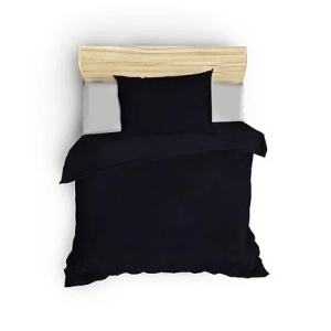 Set husa pilota + fata de perna, satin bumbac 100%, 135x200 cm + 80x80 cm, albastru inchis - Verificat A · Re-Bloom - Img 3