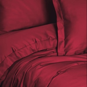 Set husa pilota + fata de perna, satin bumbac 100%, 155x220 cm + 80x80 cm, rosu - Verificat A · Re-Bloom - Img 2