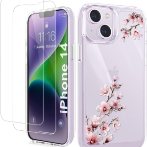 Set husa si 2 folii pentru iPhone 13/iPhone 14 Ciciber, TPU/sticla securizata, multicolor, 6,1 inchi