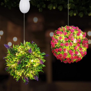 Set lampa decorativa rotativa cu 2 aranjamente florale Homealexa, LED, USB, telecomanda, 25 x 20 x 300 cm - Img 4