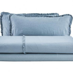 Set lenjerie de pat, bumbac, albastru deschis, 255 x 250 cm/180 x 200 cm/50 x 80 cm