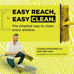 Set maner telescopic cu racleta dubla/pamatuf DocaPole, aluminiu/cauciuc/microfibra, galben/argintiu, 3,6 m - Img 4