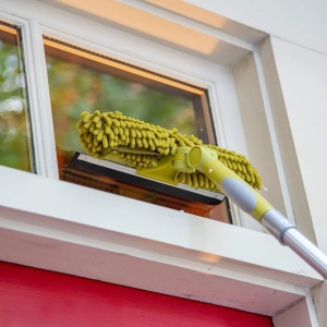 Set maner telescopic cu racleta dubla/pamatuf DocaPole, aluminiu/cauciuc/microfibra, galben/argintiu, 3,6 m - Img 6