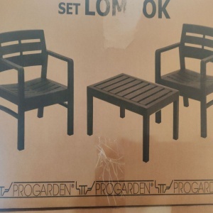 Set mobilier terasa/gradina, Progarden, LOMBOK, 3 piese, polipropilena, antracit, 2 scaune 63x58x74 cm, masa 74x55x38 cm, cu perne incluse, Resigilat, Grad A - Img 2