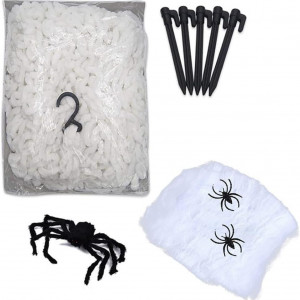 Set panza si un paianjen pentru Halloween Guojozo, bumbac/plastic, alb/negru