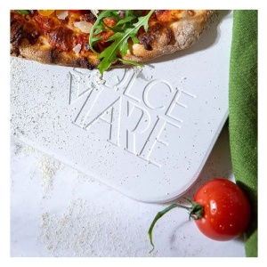 Set Piatra copt, lopata lemn si cutit pizza, DOLCE MARE, 38 cm x 30 cm x 1, 5 cm, Alb, Resigilat, Grad A - Img 5