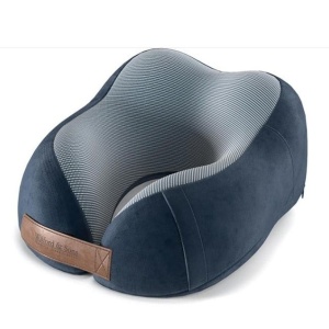 Set premium perna calatorie, Wilford & Sons, spuma cu memorie plus dopuri de urechi si husa de protectie, bleumarin, Resigilat, Grad A - Img 1