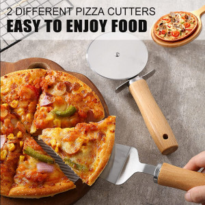 Set spatula si taietor pentru pizza DITAIX, lemn/otel inoxidabil, argintiu/natur - Img 6