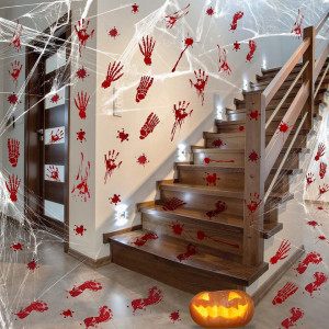 Set stickere pentru Halloween Diko, PVC, rosu, 9 piese - Img 3