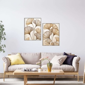Set tablou decorativ Re-Bloom, 2 piese, MDF, bej, 40 x 60 cm - Img 2
