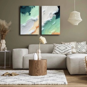 Set tablou decorativ Re-Bloom, 2 piese, panza/lemn, multicolor, 45 x 70 cm - Img 4