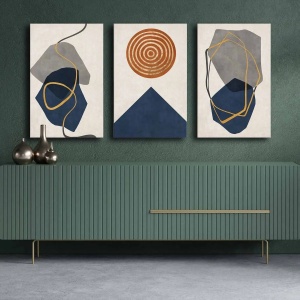 Set tablou decorativ Re-Bloom, 3 piese, lemn masiv/panza, multicolor, 45 x 70 cm - Img 1