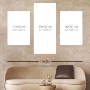 Set tablou decorativ Re-Bloom, 3 piese, model padure, panza/lemn, auriu/negru, 140 cm - Img 2