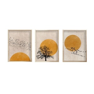 Set tablouri decorative Re-Bloom, 3 piese, MDF/lemn masiv, multicolor, 50 x 70 cm