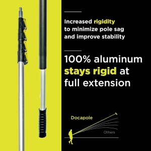Set tija telescopica cu racleta/pamatuf pentru geamuri DOCA, aluminiu/microfibra, galben/argintiu, 7.1 m - Img 4