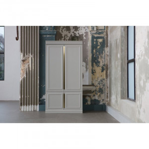 Sifonier Nebel, lemn masiv de pin, alb, 215 x 110 x 44 cm - Img 8