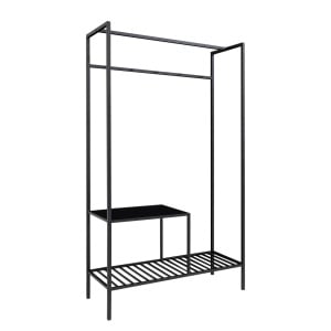 Stand pentru haine Vapi, metal/PAL, negru, 101 x 170 x 38 cm