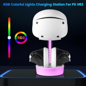 Statie de incarcare pentru controlerul PS VR2 Sense Uvafly, RGB, alb, 18,5 x 7,7 x 28,4 cm