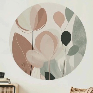 Sticker de perete Re-Bloom, model floral, vinil, multicolor, 78 cm