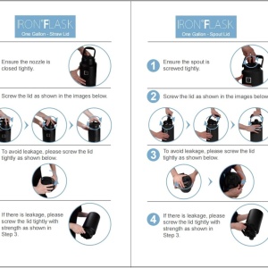 Sticla din otel inoxidabil IRON °FLASK, 2 capace, rece 24 ore / cald 12 ore, izolata, alb/negru, 3,8 L - Img 2