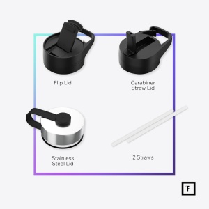 Sticla din otel inoxidabil IRON °FLASK, 3 capace, rece 24 ore / cald 12 ore, izolata, alb/negru, fara BPA, 950 ml - Img 4