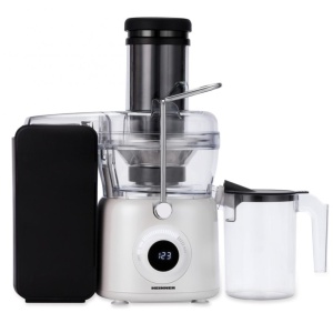 Storcator de fructe Heinner PearlWhite HSF-K1000DCWP, Putere 1000W, Motor DC, Viteza variabila, Recipient pulpa 1L, Filtru inox, Alb perlat