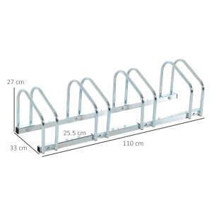 Suport biciclete otel zincat, 4 locuri, modular, 110x33x27cm, Argintiu - Verificat A · Re-Bloom - Img 3