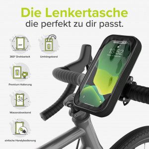 Suport de telefon pentru bicicleta VELMIA, poliester/plastic, negru, 8 x 17 cm - Img 4