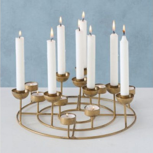 Suport decorativ pentru lumanari Julius BOLTZE, metal, auriu, 38 x 10 cm 