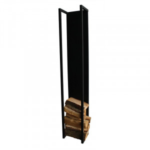Suport pentru lemne, metal, negru, 167cm H x 29cm W x 23,5cm D
