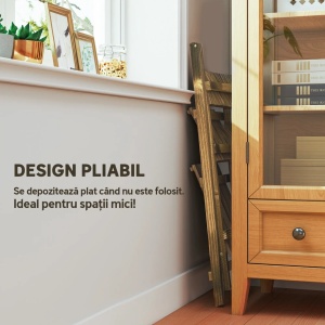 Suport pliabil pentru plante cu 3 niveluri, lemn de brad, 80x37x93 cm pliat 80x6.5x99 cm, capacitate 50kg, lemn natural - Verificat A · Re-Bloom - Img 6