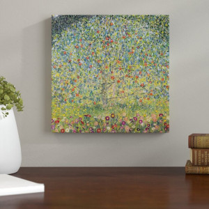 Tablou „Apple Tree”, panza, verde/galben/violet, 50 x 50 x 1,8 cm - Img 2