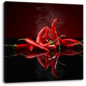 Tablou „Chilli”, panza, rosu/negru, 60 x 60 cm