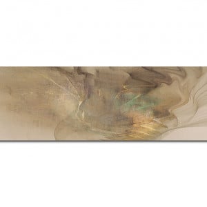 Tablou abstract East Urban Home, panza/lemn, maro/auriu, 50 x 150 cm