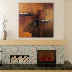 Tablou abstract Latitude Run, lemn/panza, multicolor, 40 x 40 cm