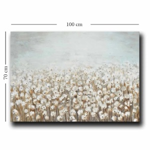 Tablou canvas model floral 70x100 cm, panza 100% grosime 2.8mm, rama lemn pin 100%, alb/maro/gri - Verificat A · Re-Bloom - Img 4