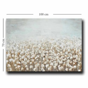 Tablou canvas model floral 70x100 cm, panza 100% grosime 2.8mm, rama lemn pin 100%, alb/maro/gri - Verificat A · Re-Bloom - Img 2