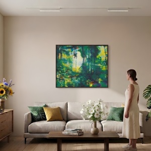 Tablou Canvas Premium „Tropical Rainforest” de Doug Eaton, 80x100 cm – Artă Modernă Stil Peisaj Abstract Exotic - Img 2