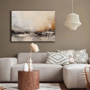 Tablou decorativ canvas 70x100 cm, panza 100% grosime 2.8mm, rama lemn pin 100%, alb/gri/auriu - Verificat A · Re-Bloom - Img 2