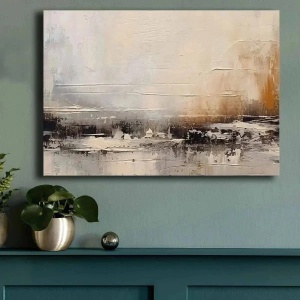 Tablou decorativ canvas 70x100 cm, panza 100% grosime 2.8mm, rama lemn pin 100%, alb/gri/auriu - Verificat A · Re-Bloom - Img 2