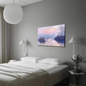 Tablou decorativ canvas Claude Monet peisaj 70x100 cm, panza suede 100%, rama lemn 100% 3 cm, albastru/mov - Verificat A · Re-Bloom - Img 3