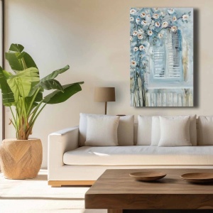 Tablou decorativ canvas model floral, 45x70 cm, panza/lemn, multicolor - Verificat A · Re-Bloom
