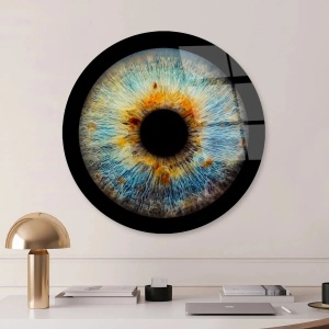 Tablou decorativ circular model ochi Ø60 cm, sticla calita 4mm, imprimare UV inalta rezolutie, margini slefuite, multicolor - Verificat A · Re-Bloom - Img 2
