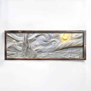 Tablou decorativ inramat, 40x120x3.5 cm, MDF 3mm, cadru lemn pin 100%, imprimare UV, format panoramic, gri/galben - Verificat A · Re-Bloom - Img 1